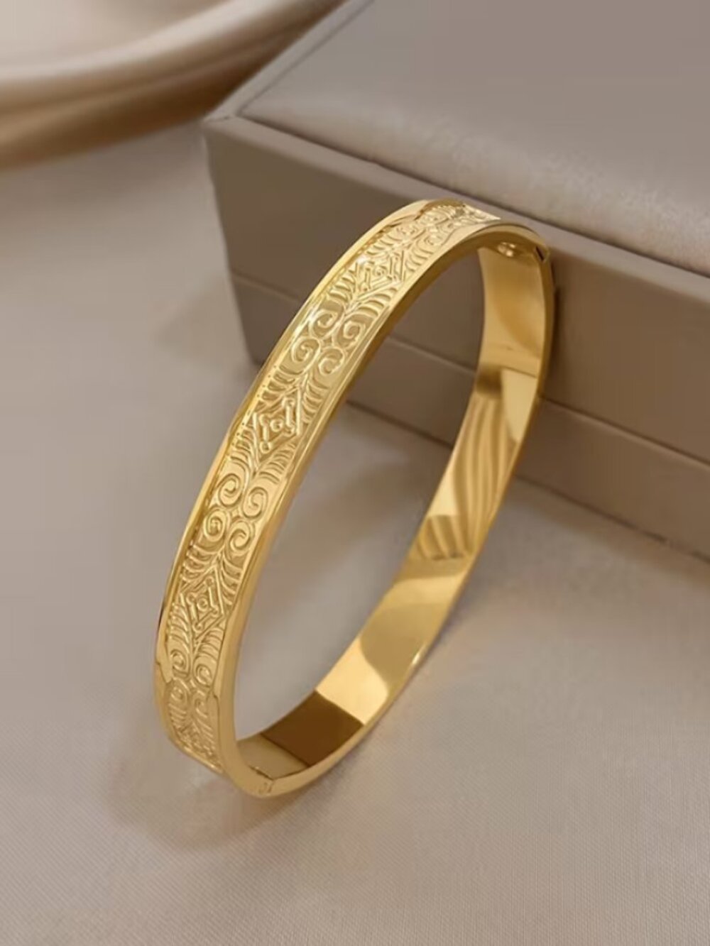 14K Gold Womens Etched Bangle Cuff Bracelet Ladies New 14 Karat Silver Jewelry